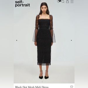 NWT Self Portrait black dot mesh midi dress - size US 6